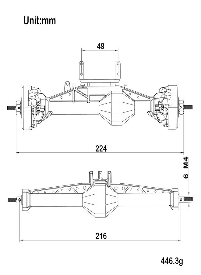 MEUS RACING محاور MEUS RACING 1/10 نايلون ISO مستقيمة مع ثقل موازن للمحور الأمامي لسيارات Axial Capra II SCX10 II وغيرها من سيارات الزحف التي يتم تجميعها يدويًا بمقياس 1/10 (مسافة عجلات Capra 224 مم) - Image 2